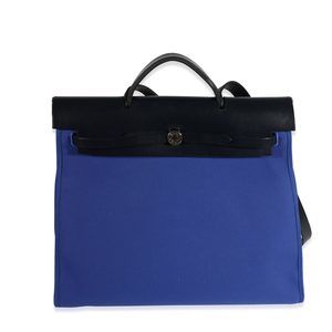 Hermes Bleu √âlectrique Toile & Bleu Indigo Vache Hunter Herbag Zip 39 PHW
